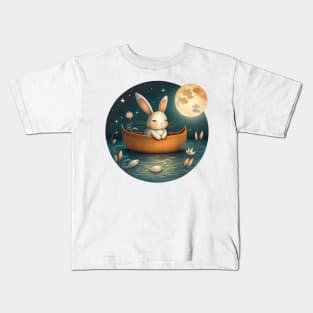 Starry Night Ferry Ride Rabbit Kids T-Shirt